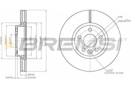 Тормозной диск перед. Mondeo IV / S-MAX / Galaxy 06-15 (300x28) BREMSI CD7567V