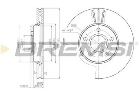 Тормозной диск перед. Ford C-Max 07-10 / Focus 04-11 (278x25) BREMSI CD7222V