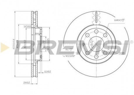 Тормозной диск перед. Combo 1.7DI / DTI 01- (вент.) (260x24) BREMSI CD7131V