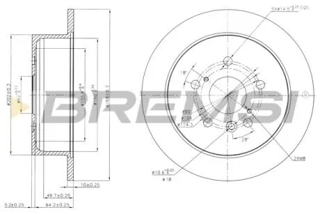 Тормозной диск зад. Lexus RX 3.0 / 3.5i 03- (287,8x10) BREMSI CD7545S
