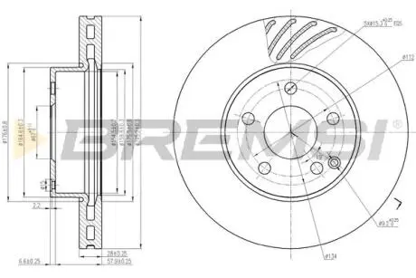 Тормозной диск перед. MB W204 / W212 07- (295.28x28) BREMSI CD7690V