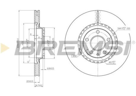 Тормозной диск перед. Doblo 10- / Combo 12- (284x22) BREMSI CD6156V