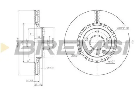 Тормозной диск перед. Doblo 10- / Combo 12- (284x22) BREMSI CD6156V