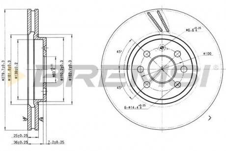 Тормозной диск перед. Combo / Astra H 04- (280x25) BREMSI CD7374V