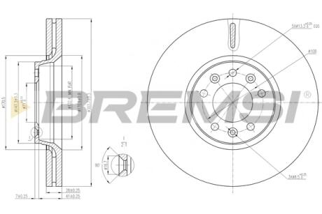 Тормозной диск перед. Scudo / Jumpy 07- (304x28) BREMSI CD7615V