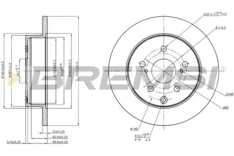 Тормозной диск зад. RAV 4 III / IV 06- (281x12) BREMSI CD7846S