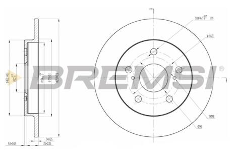 Гальмівний диск зад. Auris / Corolla 06- (259x9) BREMSI CD7788S