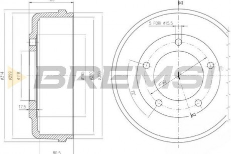 Тормозной барабан Transit V-184 RWD 00- BREMSI CR5646 (фото 1)