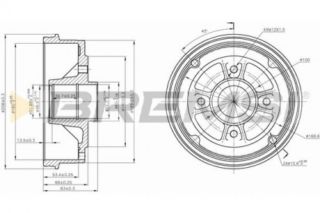 Тормозной барабан Clio / Logan 91- BREMSI CR5395