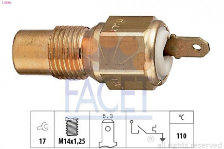 Датчик включения вентилятора Peugeot 405 ii 1.9 d (97-99) FACET 7.4030