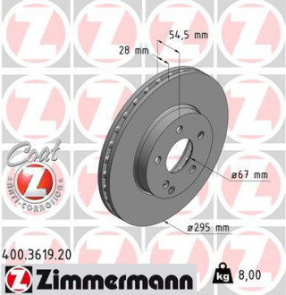 Диск гальмівний ZIMMERMANN 400.3619.20