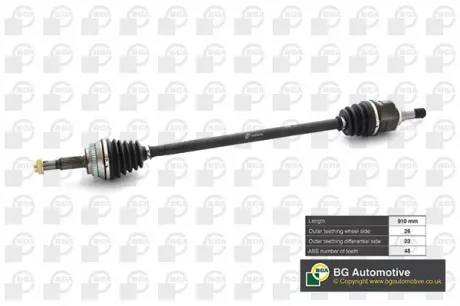 Полуось Toyota Corolla 1.4 / 1.6 02-07 (26z / 910mm) Пр. BGA DS7610R (фото 1)