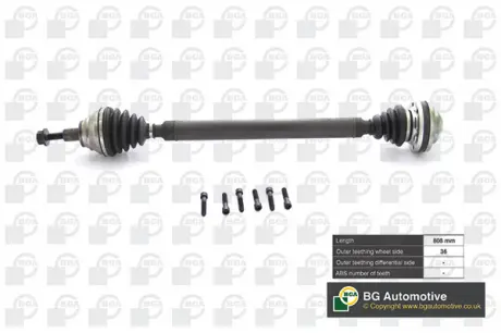 Полуось Caddy 1.6 / 2.0TDI 10-16 (36z / 808mm) Пр. BGA DS9631R (фото 1)