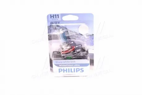 Автолампа WhiteVision Ultra H11 PGJ19-2 55 W синяя PHILIPS 12362WVUB1