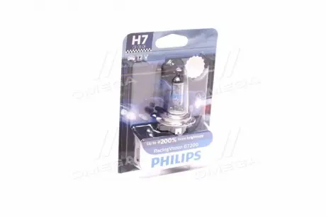 Автолампа Racing Vision GT200 H7 PX26d 55 W прозрачно-голубая PHILIPS 12972RGTB1