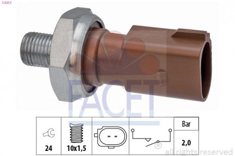 Датчик давления масла (2.0 bar) Golf / Passat / Octavia 1.6 / 2.0TDI 12- FACET 7.0217 (фото 1)