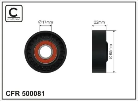 Ролик натяжителя ремня гене 65X17X22 CAFFARO 500081