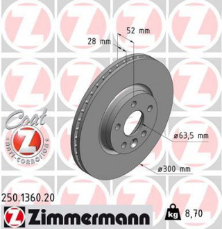 Тормозные диски ZIMMERMANN 250136020