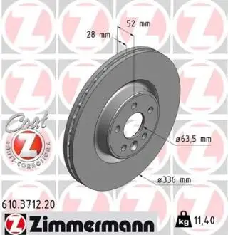 Диск гальмівний ZIMMERMANN 610.3712.20