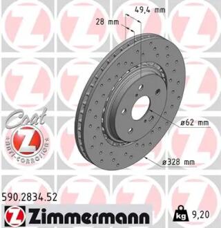 Тормозной диск ZIMMERMANN 590283452
