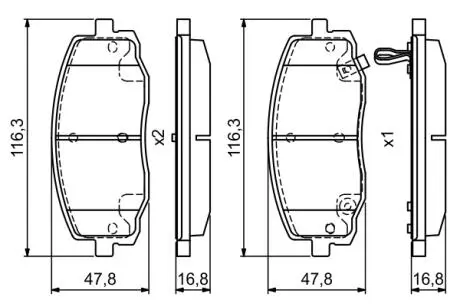 Гальмівні колодки дискові HYUNDAI / KIA i10 / Picanto \ '\' F "04 >> BOSCH 0986495377 (фото 1)