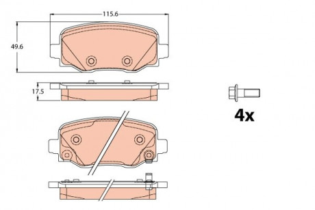 Тормозные колодки дисковые FIAT / JEEP 500X / Renegade "R" 14 >> TRW GDB2116 (фото 1)