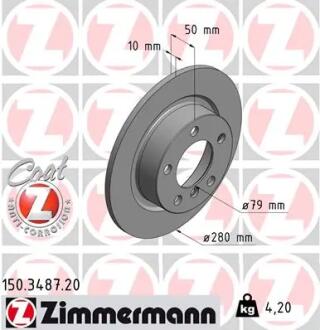 Тормозной диск зад ZIMMERMANN 150348720