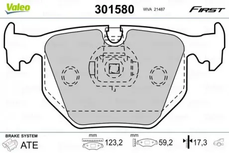 Тормозные колодки дисковые ALPINA / BMW / LANDROVER D3 / 3/5/7 / X3 / X5 / Z4 / Z8 / RangeRover "2,0-5,6" R "90-13 Valeo 301580