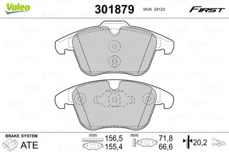 Тормозные колодки дисковые FORD / LANDROVER / VOLVO Mondeo / S-Max / Freelander2 / XC70 "1,5-4,4" F "06 >> Valeo 301879