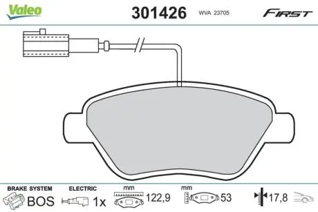 Тормозные колодки дисковые ALFA / CITROEN / FIAT / PEUGEOT Mito / Bravo / Doblo / Bipper "1,2-1,9" F "01 >> Valeo 301426