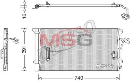 Конденсатор кондиционера AUDI / PORSCHE / VW A6 / Q7 / Cayenne / Touareg "2,5-6,0" 98-15 DENSO DCN02027