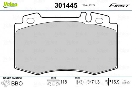 Гальмівні колодки дискові MERCEDES M-Class / S-Class / SL "2,7-6,0" F "92-06 Valeo 301445