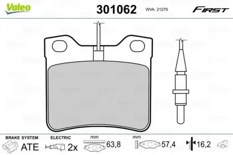 Тормозные колодки дисковые MERCEDES V-Class / Vito "2,0-2,8" R "96-03 Valeo 301062