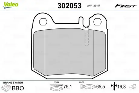 Тормозные колодки дисковые MERCEDES M-Class "2,7-5,5" R "98-05 Valeo 302053