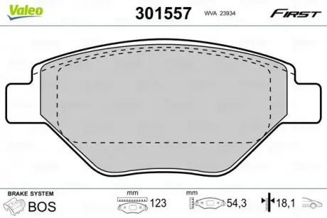 Гальмівні колодки дискові RENAULT Megane "1,4" F "02 >> Valeo 301557