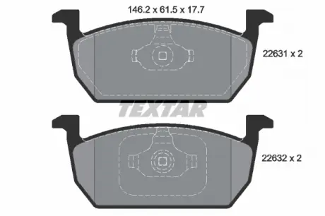 Тормозные колодки SEAT / SKODA Leon / Scala / Kamiq "F" 12 >> TEXTAR 2263101