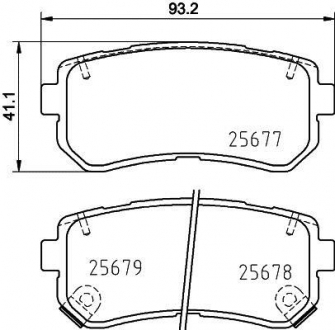 Колодки тормозные дисковые задние Hyundai ix35, Sonata / Kia Cerato 1.7, 2.0, 2.4 (09-) NISSHINBO NP6097 (фото 1)