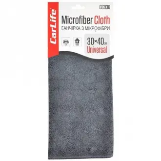 Тряпка из микрофибры универсальная, 30х40 см. Серая CarLife CC936