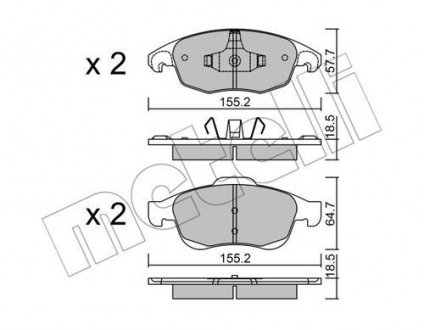 Комплект тормозных колодок с 4 шт. дисков Metelli 22-0800-0 (фото 1)