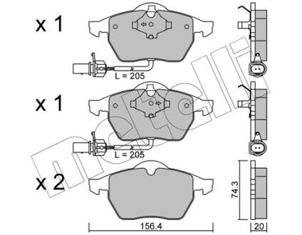 Комплект тормозных колодок с 4 шт. дисков Metelli 22-0181-3