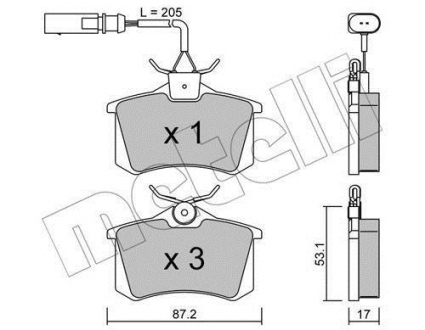 Комплект тормозных колодок Metelli 22-0100-3 (фото 1)