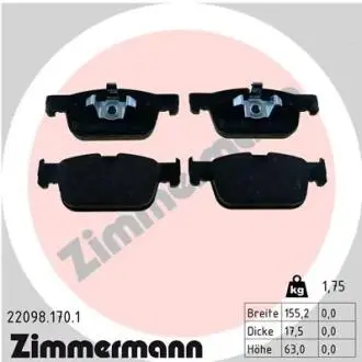 Колодки тормозные дисковые ZIMMERMANN 22098.170.1