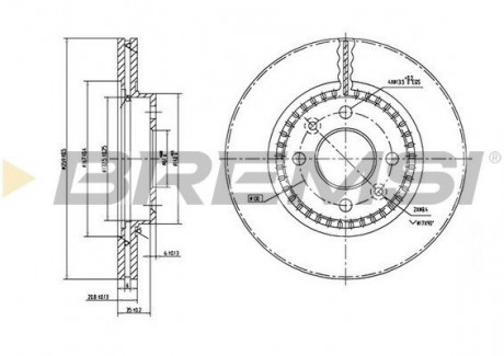 Тормозной диск перед. Kangoo / Clio I / II // Logan / Megane 97- (+ ABS) (259x20.6) BREMSI CD7096V