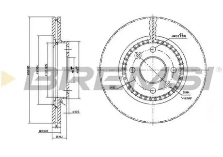 Тормозной диск перед. Kangoo / Clio I / II // Logan / Megane 97- (+ ABS) (259x20.6) BREMSI CD7096V