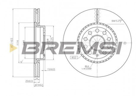 Гальмівний диск перед. Caddy III / IV / Golf / Jetta / Passat / Octavia 05- (312x25) BREMSI CD7305V