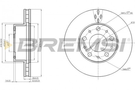 Тормозной диск перед. Ducato / Boxer (1-1.5t) 06- (вент.) (280x28) BREMSI CD7800V