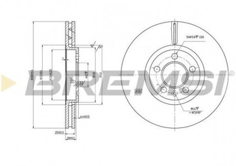 Тормозной диск перед. Golf IV / Polo / Octavia / Fabia 97- (288x25) BREMSI CD7221V