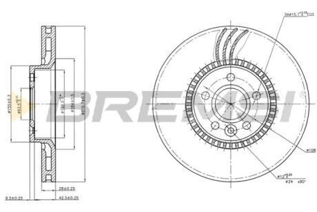 Тормозной диск перед. S-MAX / Galaxy / S60 / S80 06- (316x28) BREMSI CD7607V