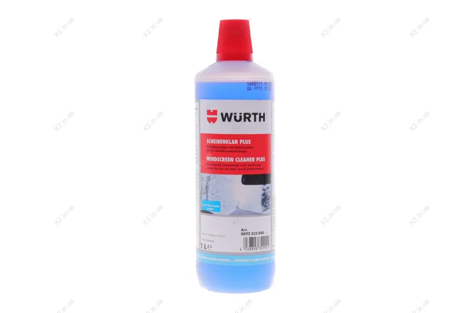 Жидкость в бачок стеклоомывателя зимняя, конц. -63 ° 1л Wurth 0892332840 (фото 1)