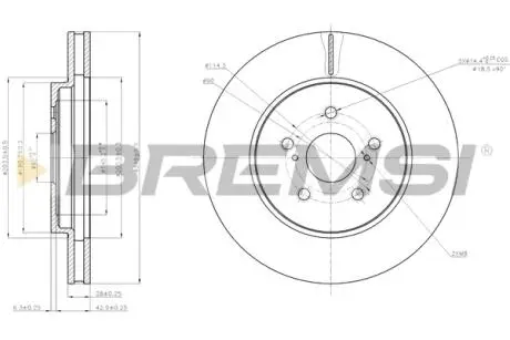 Тормозной диск перед. LEXUS RX 03-08 (318,5x28) BREMSI CD7544V